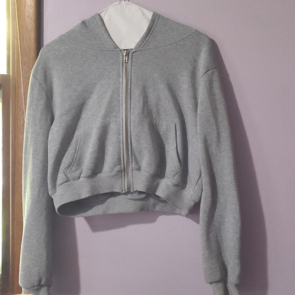 Grey zip up hoodie